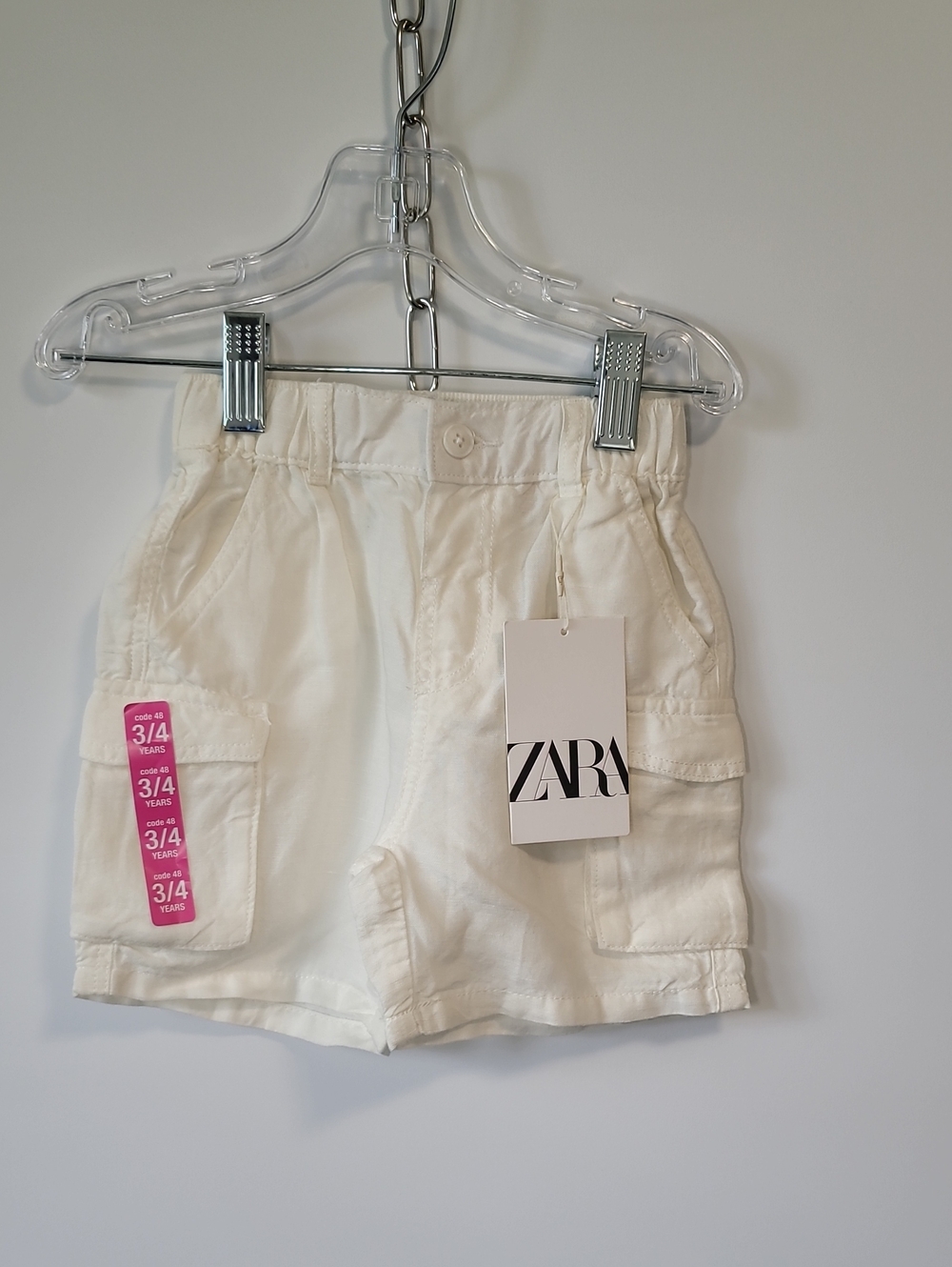 ZARA Cream Cargo Pocket Kids Shorts